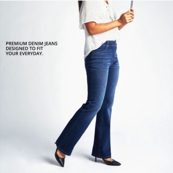 Betabrand Yoga Denim Pull-On High-Rise Bootcut Jeans, Size Medium Petite - Picture 2 of 10